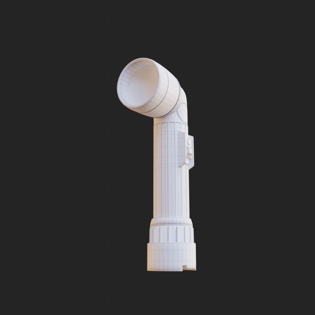 L shaped military flashlight Low-poly 3D model_9
