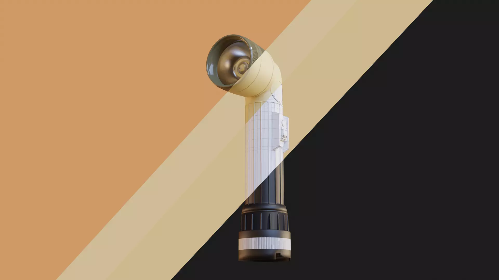 L shaped military flashlight Low-poly 3D model_0