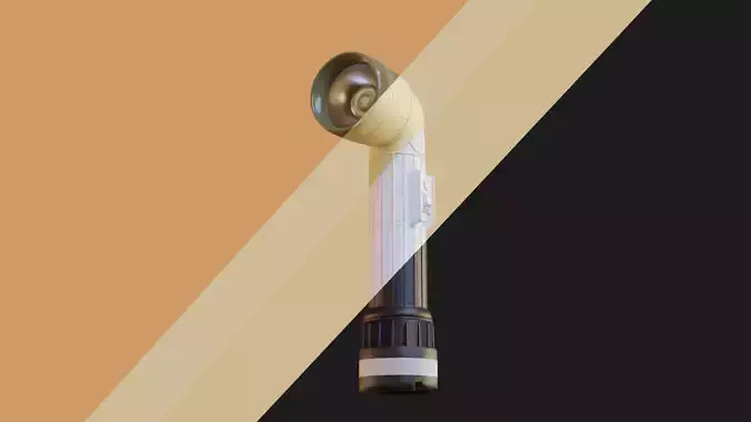 L shaped military flashlight Low-poly 3D model