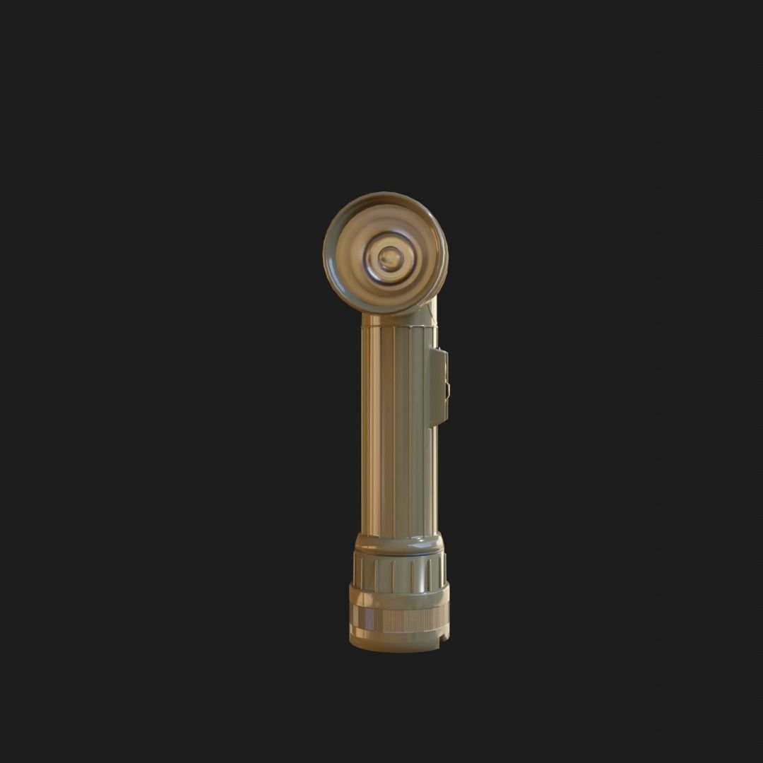 L shaped military flashlight Low-poly 3D model_3