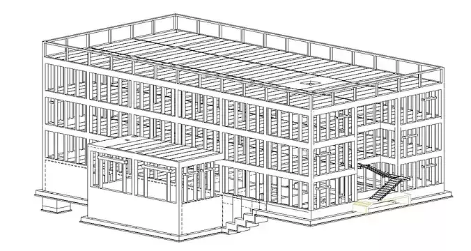 Frame structure of the administrative building 3D model