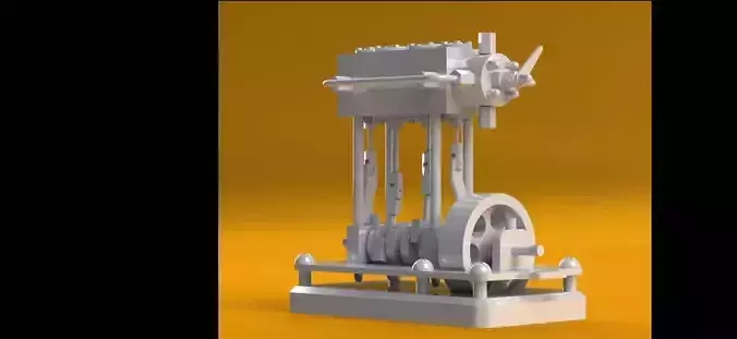 solidworks 2 cylinder vertical marine type steam engine assembly