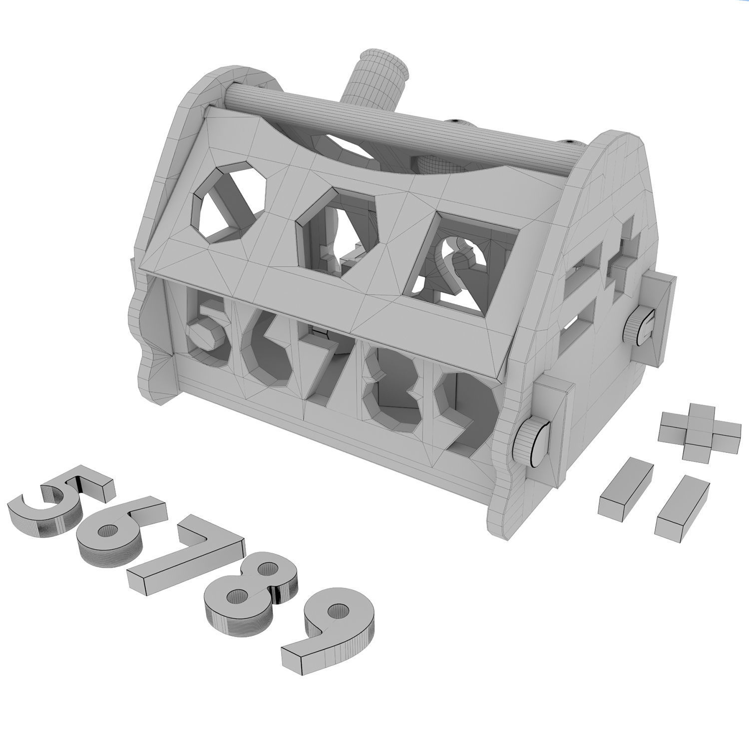 Educational wooden toy collapsible house sorter Low-poly 3D model_9