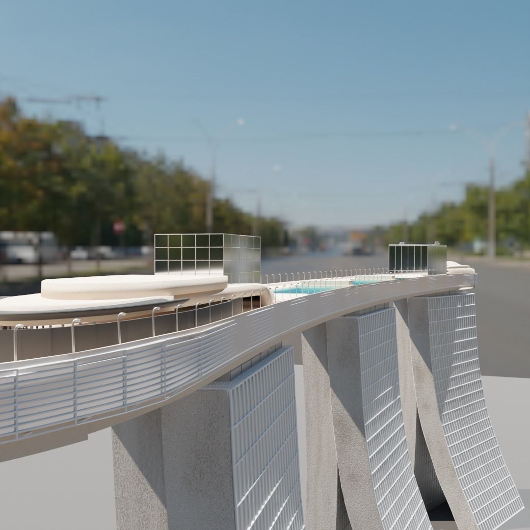 Marina bay sands blender 3d model Low-poly 3D model_7