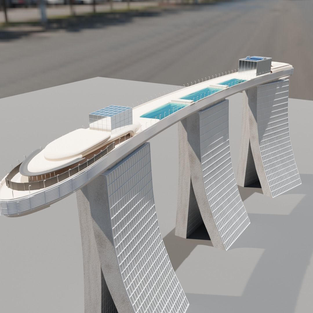 Marina bay sands blender 3d model Low-poly 3D model_6