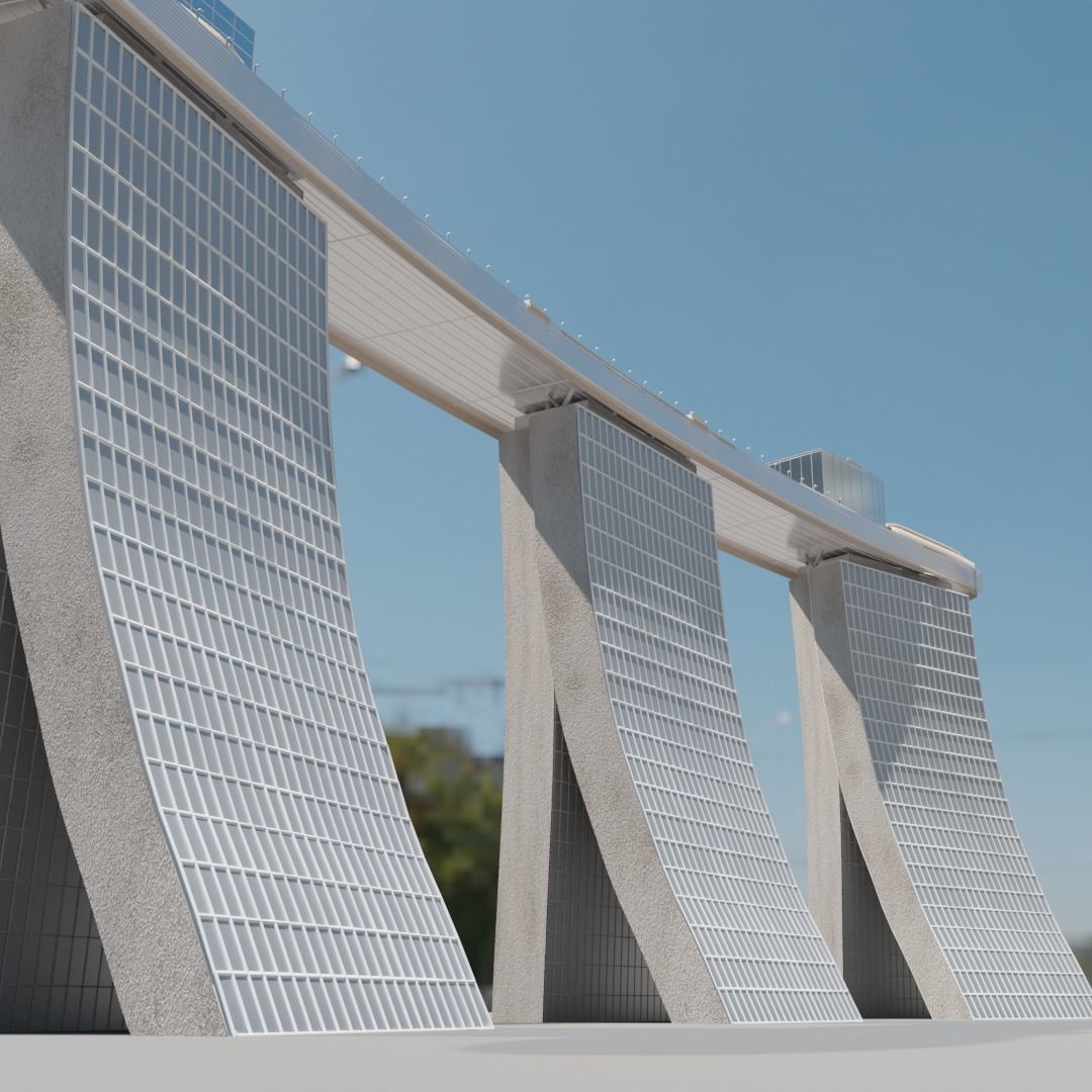 Marina bay sands blender 3d model Low-poly 3D model_5