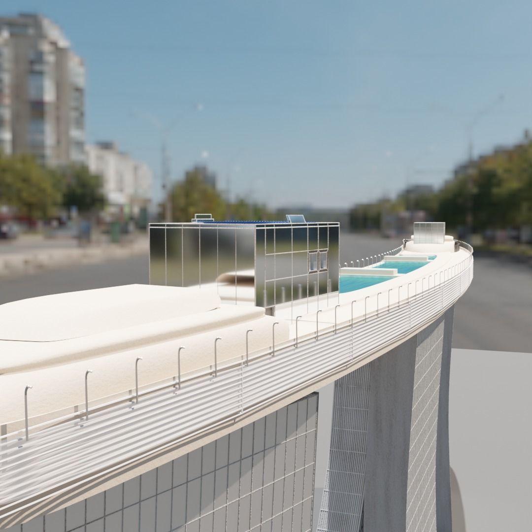 Marina bay sands blender 3d model Low-poly 3D model_8