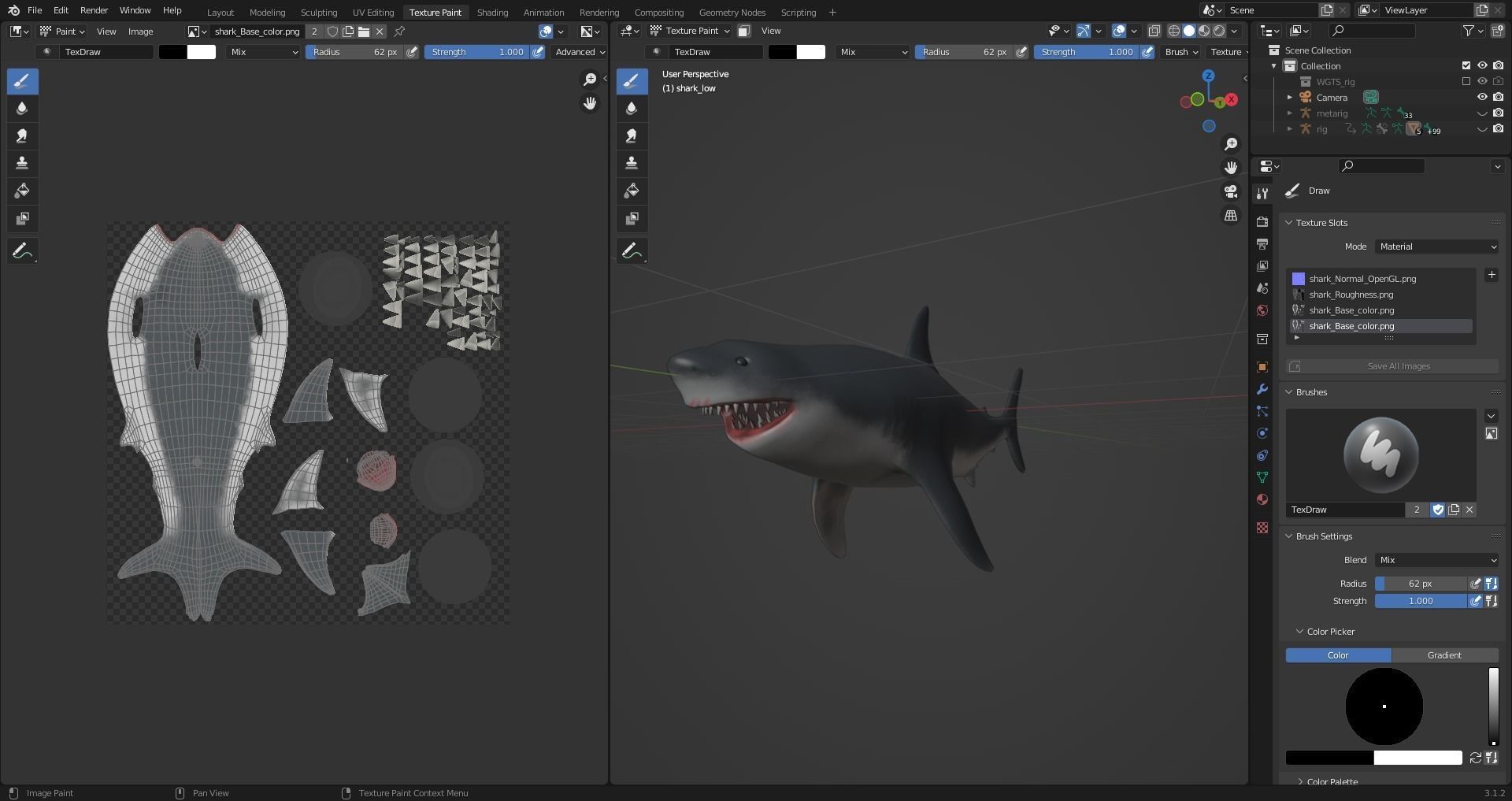 Great White Shark NO Rigged in Blender Low-poly 3D model_11