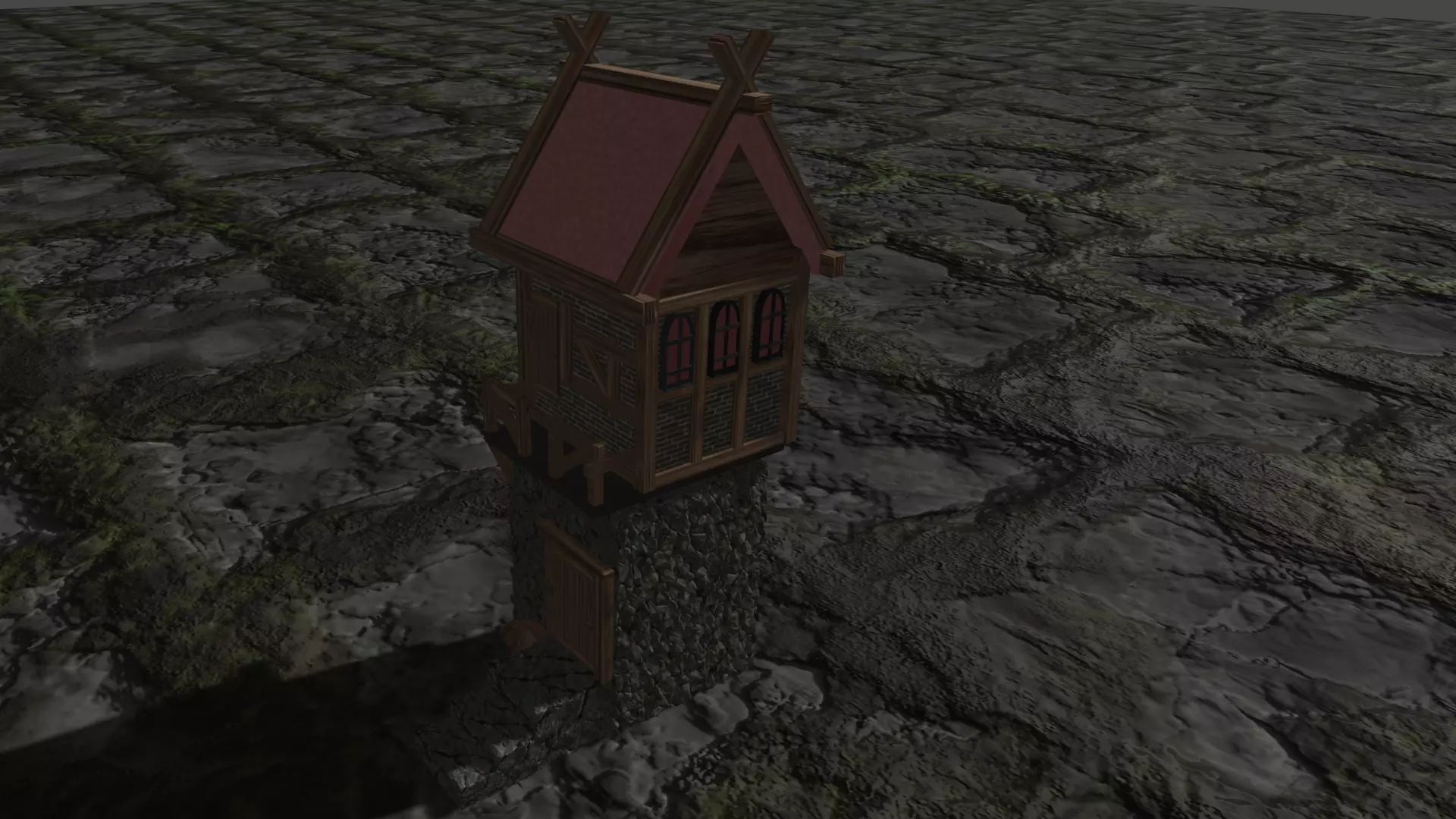 The house on the stone Low-poly 3D model