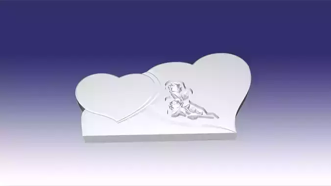 Headstone 3d monument- two hearts with two roses 