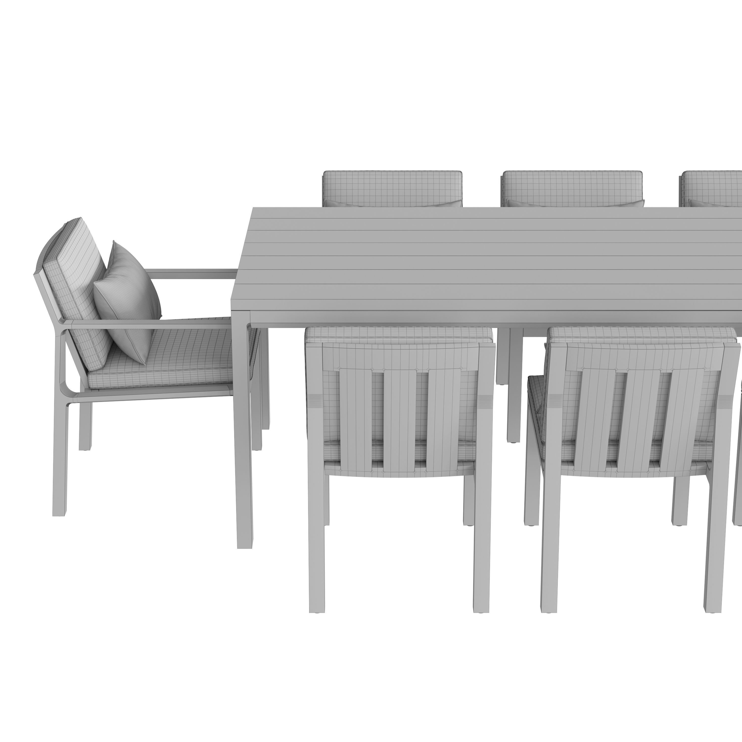 RHODES TEAK DINING TABLE 108 Restoration Hardware 3D model_4