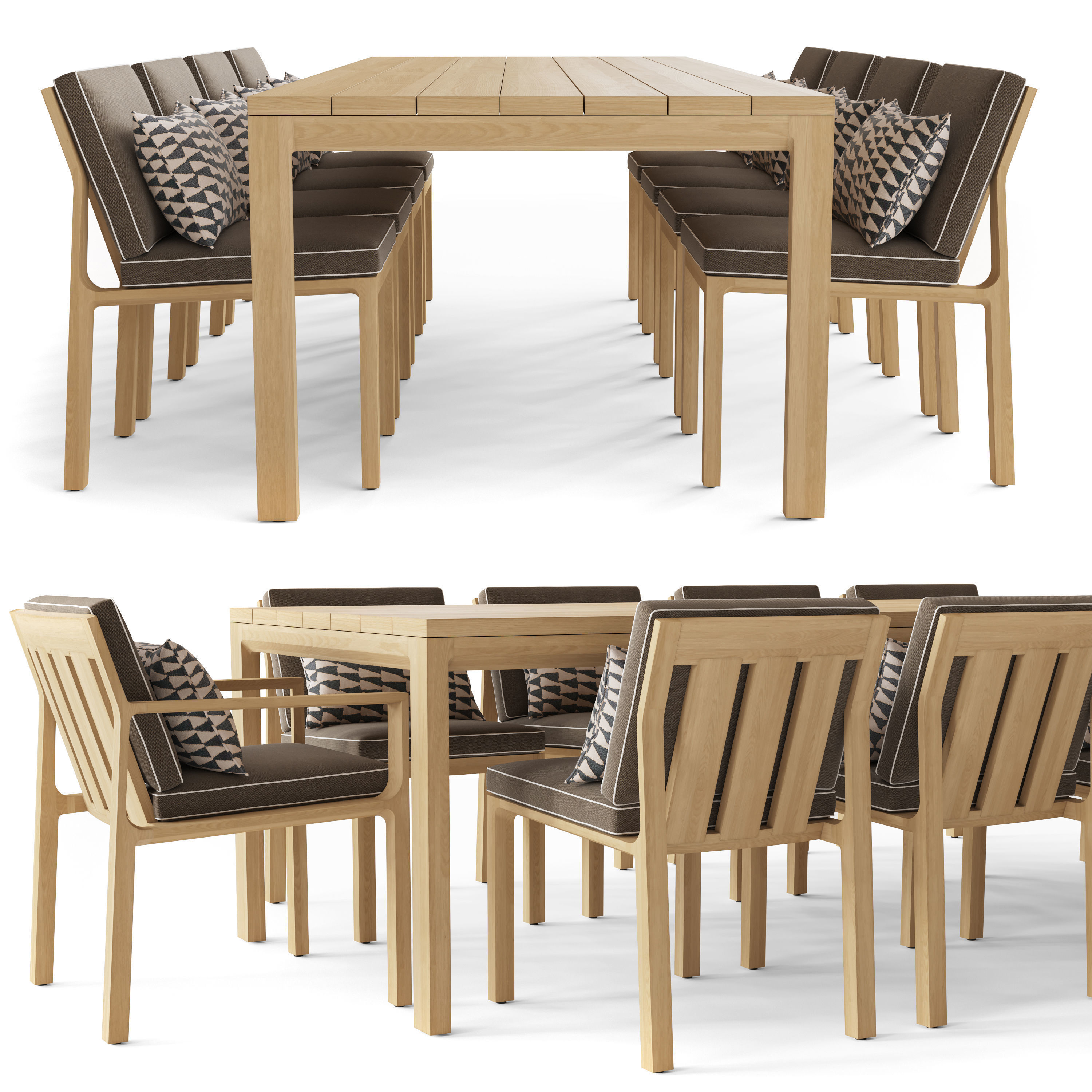 RHODES TEAK DINING TABLE 108 Restoration Hardware 3D model_1
