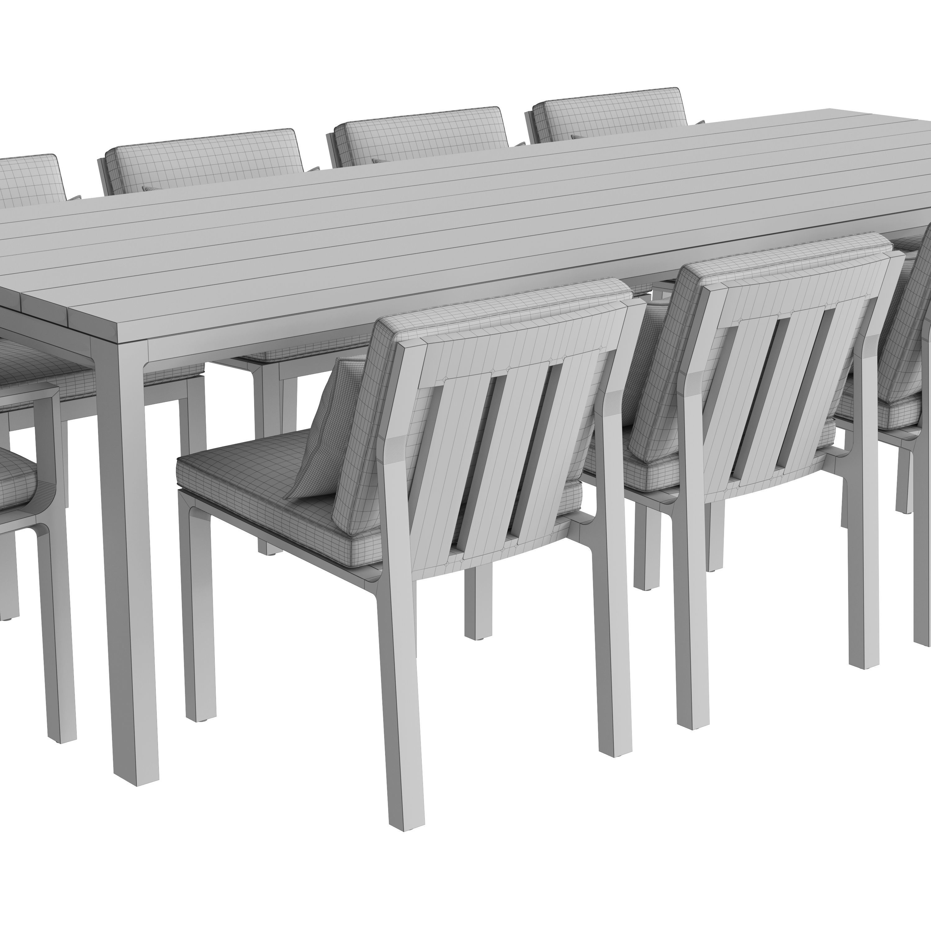 RHODES TEAK DINING TABLE 108 Restoration Hardware 3D model_6