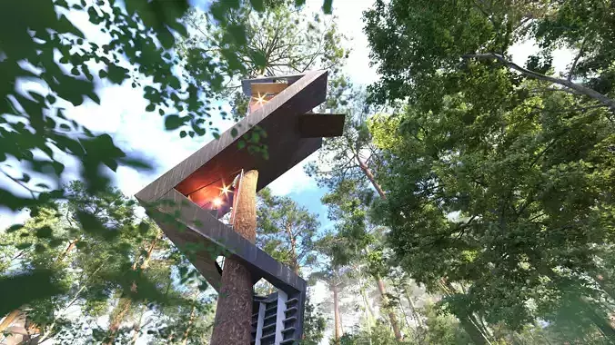 Treehouse in the forest jungle 4k vid full project presentation