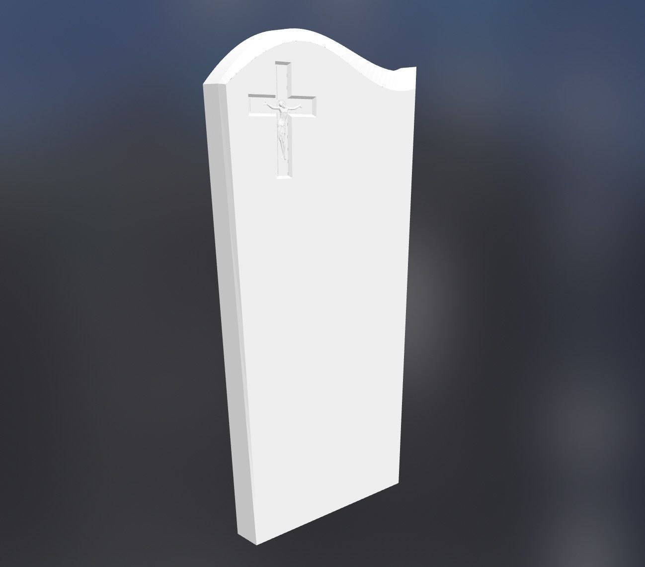 Headstone 3d model - wave with Cross  3D model_2