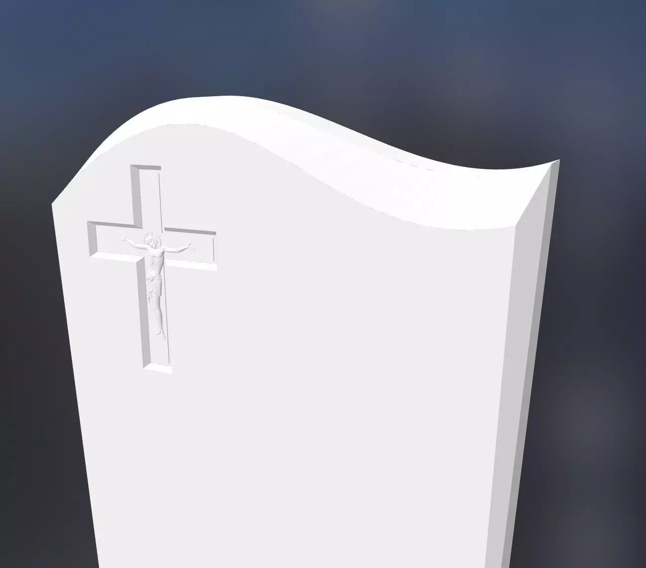 Headstone 3d model - wave with Cross  3D model_0