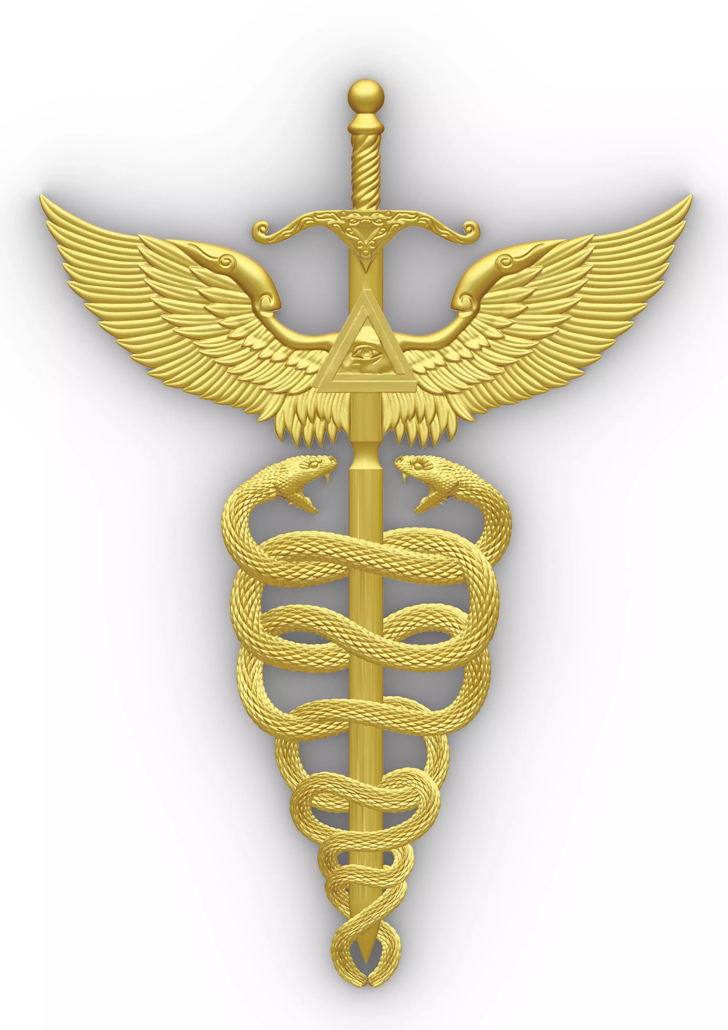 CADUCEUS gold medical symbol 3D print model_0