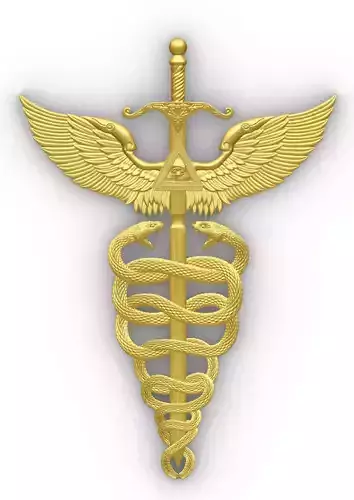 CADUCEUS gold medical symbol
