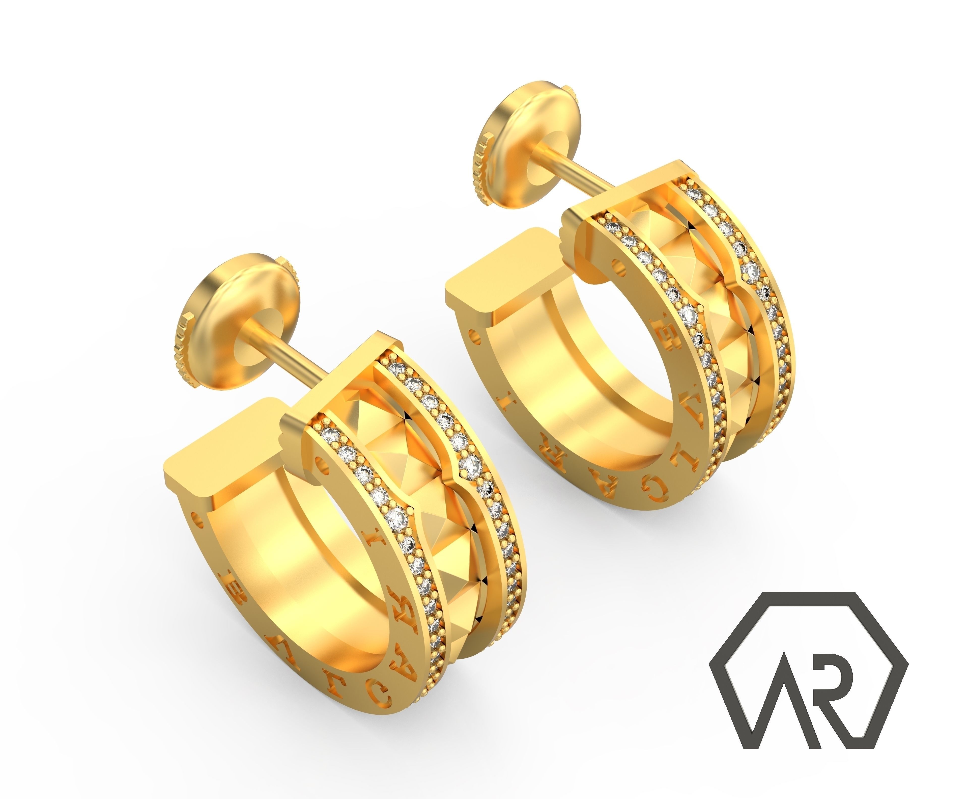 Earrings BuLGARI 3d print model D22 3D print model_1