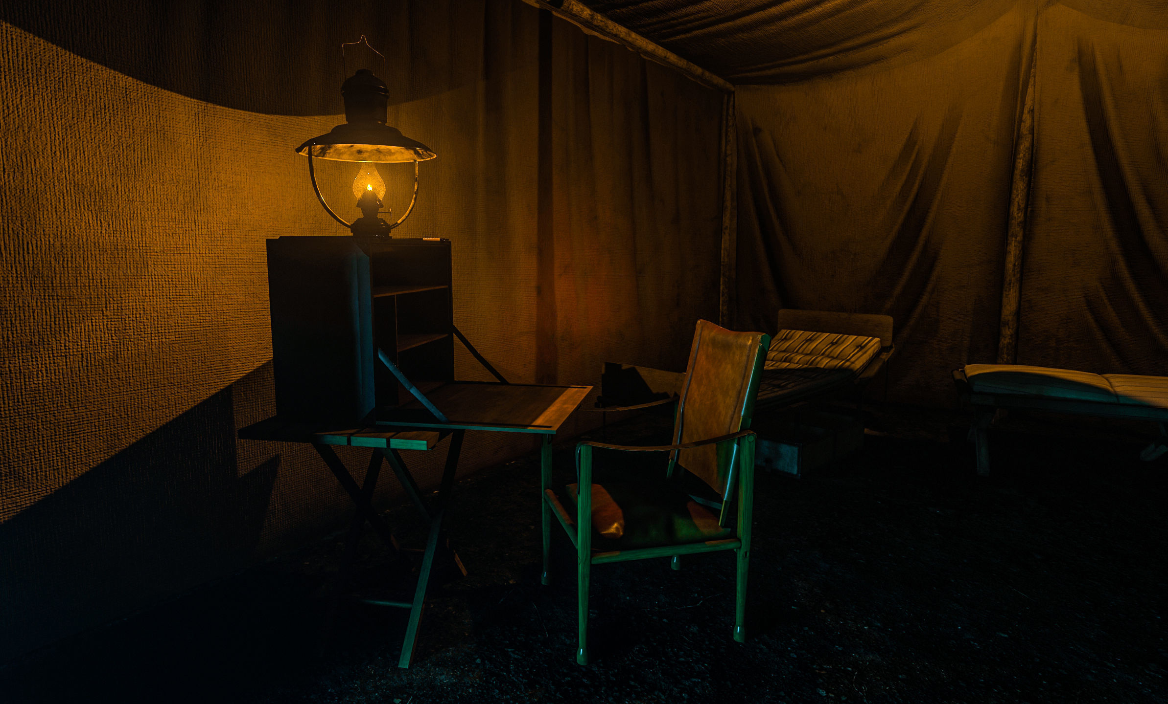 Camping tent with props Low-poly 3D model_13