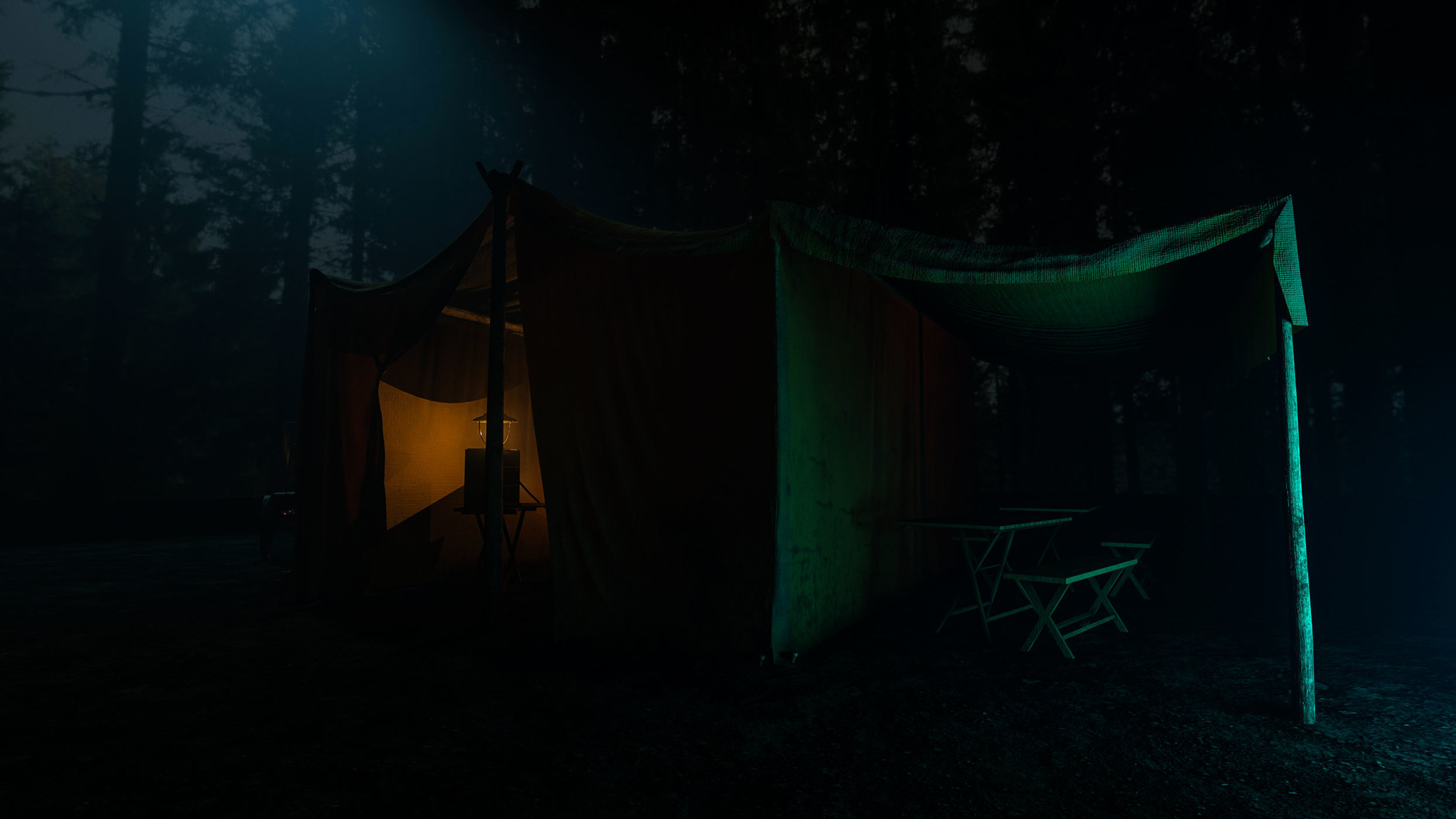 Camping tent with props Low-poly 3D model_11