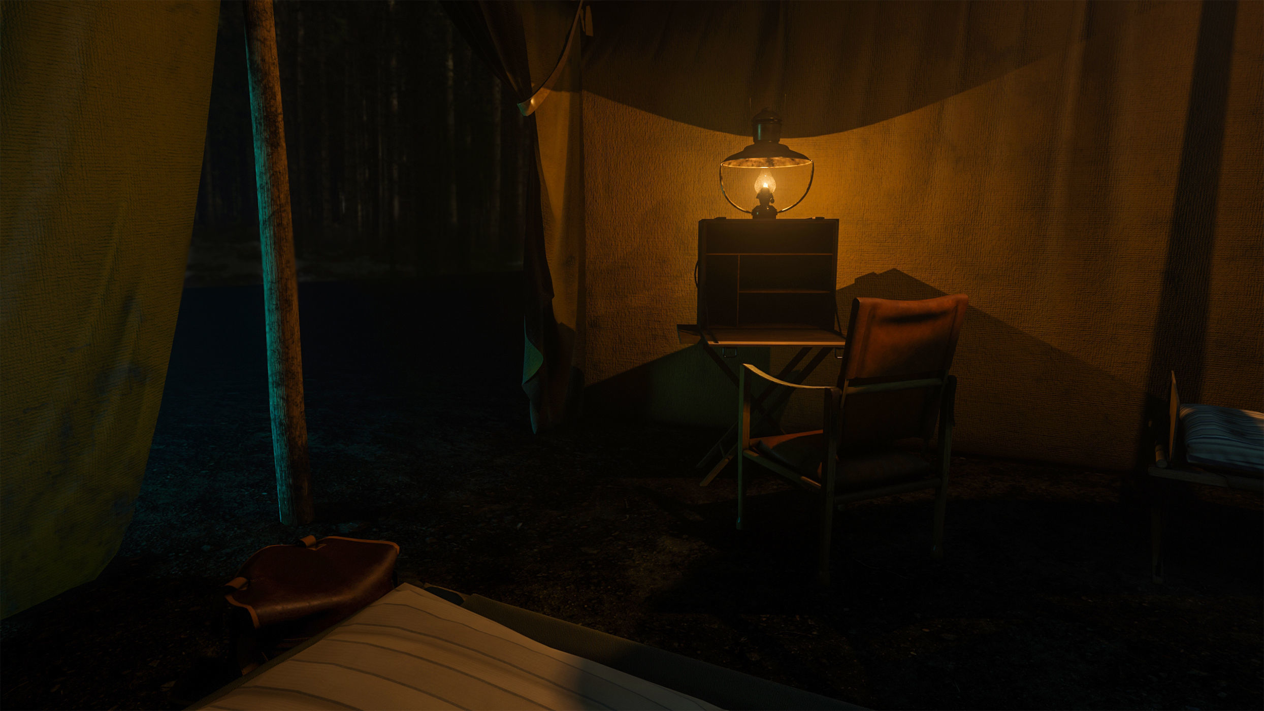 Camping tent with props Low-poly 3D model_15