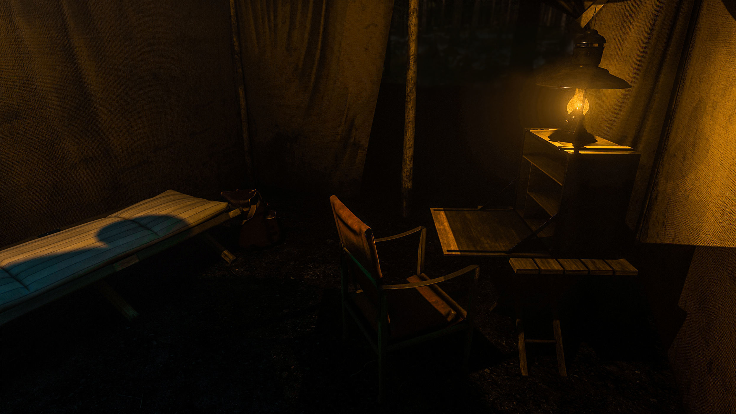 Camping tent with props Low-poly 3D model_17