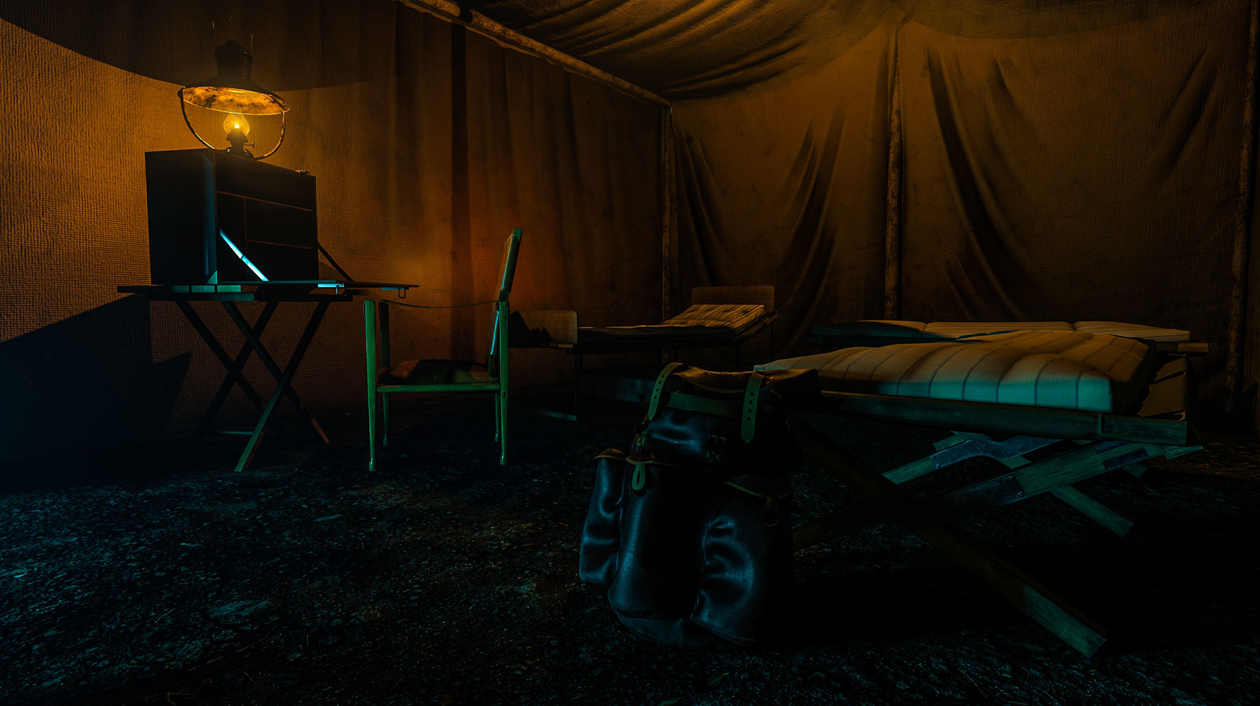 Camping tent with props Low-poly 3D model_16