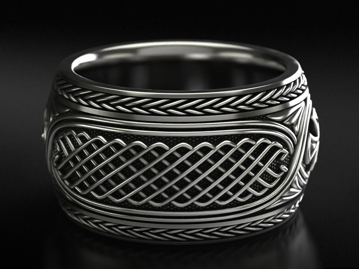 Ancient ring with patterns and a cross 769 3D print model_1