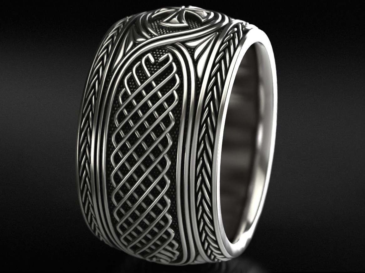 Ancient ring with patterns and a cross 769 3D print model_11