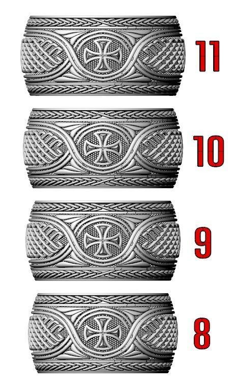 Ancient ring with patterns and a cross 769 3D print model_14