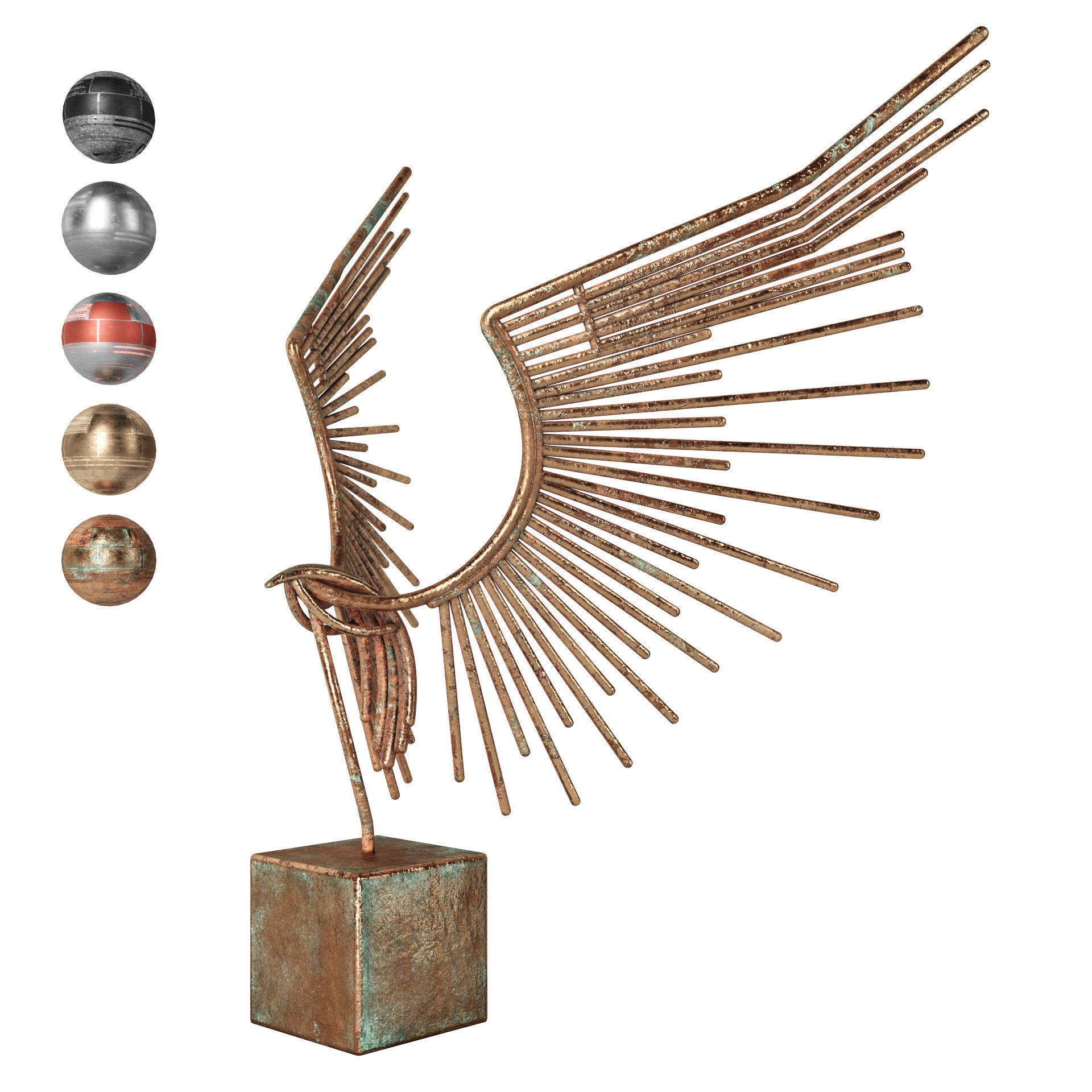 Decorative Bird Sculpture 3D model_1