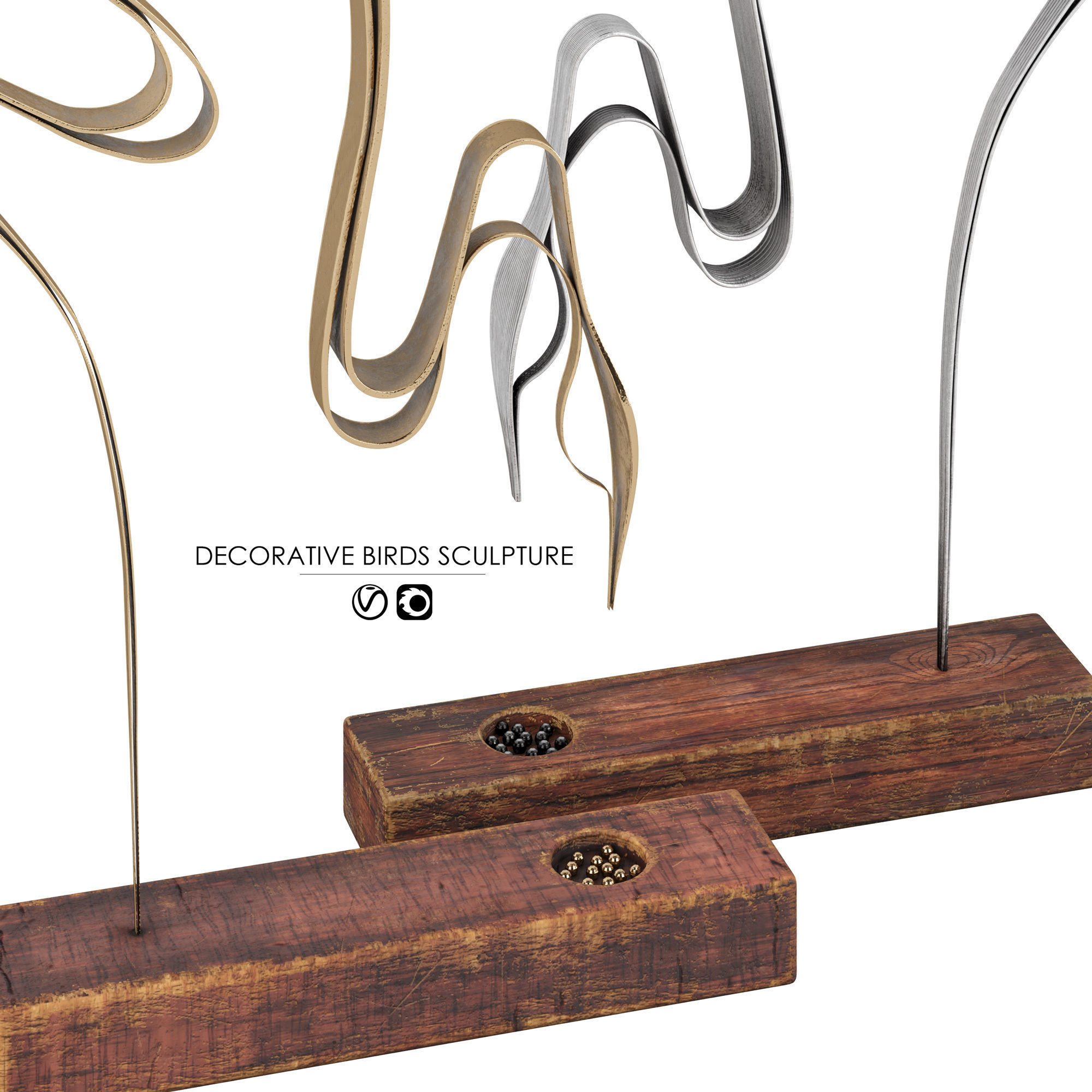 Decorative Bird Sculpture  3D model_4