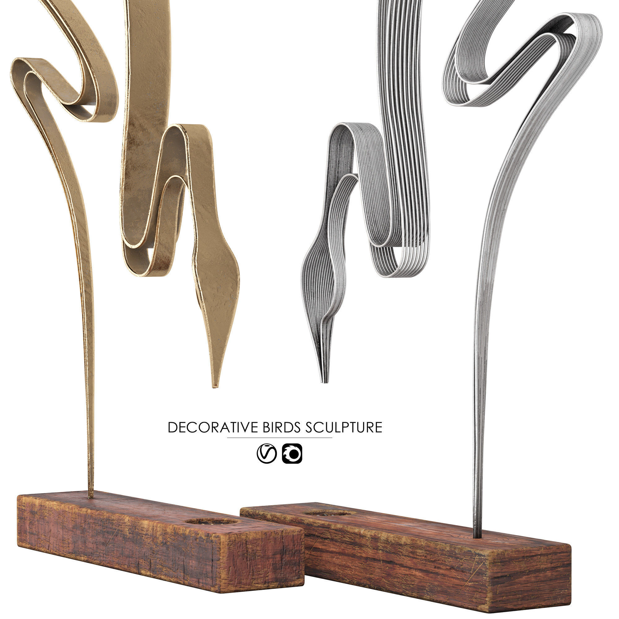 Decorative Bird Sculpture  3D model_5