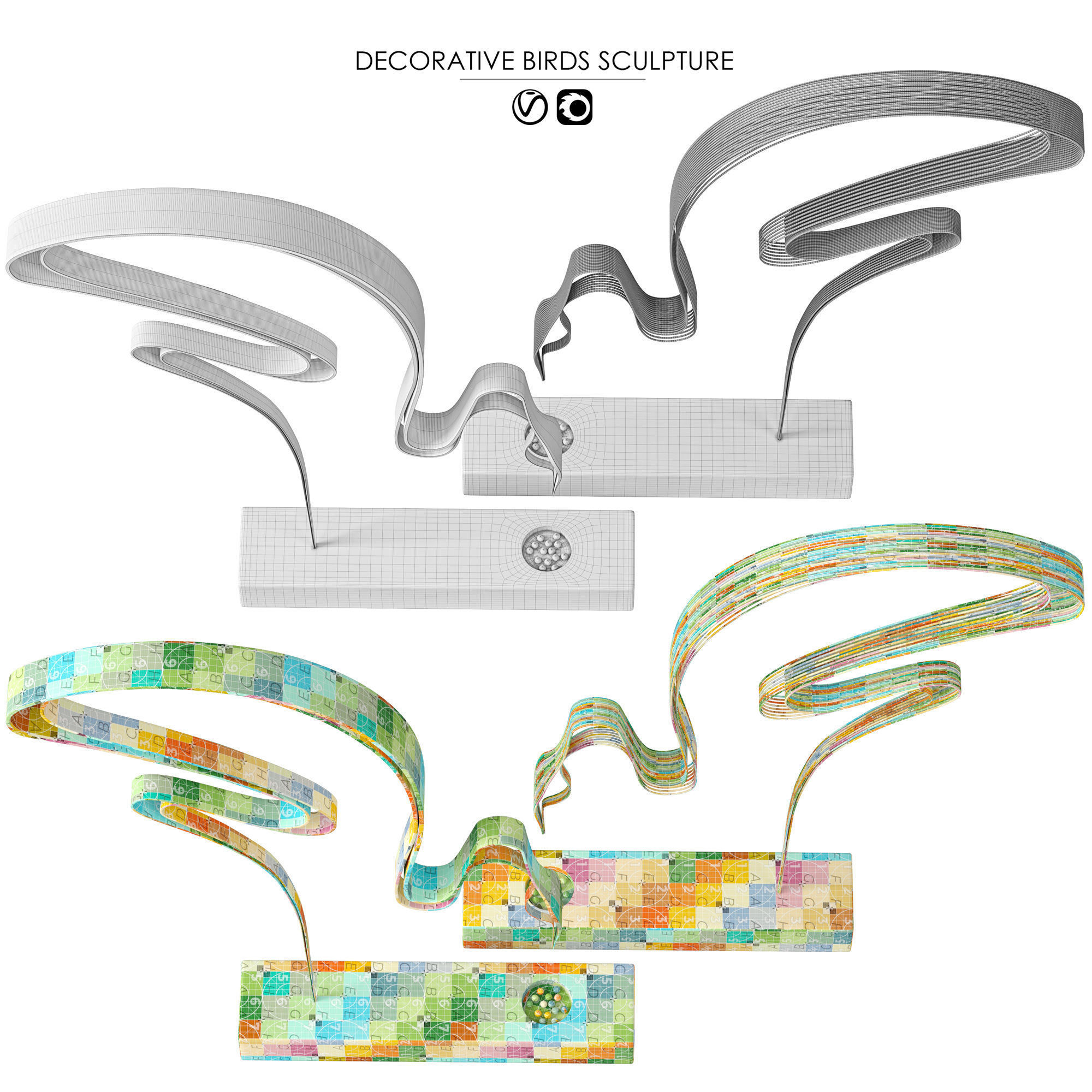 Decorative Bird Sculpture  3D model_6