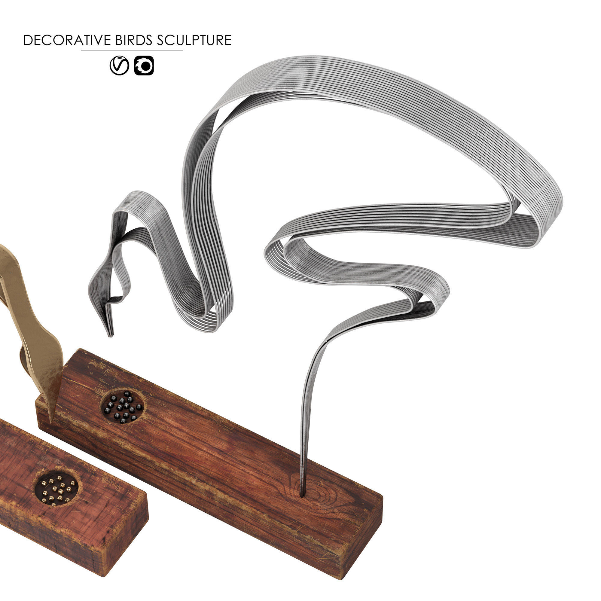 Decorative Bird Sculpture  3D model_2