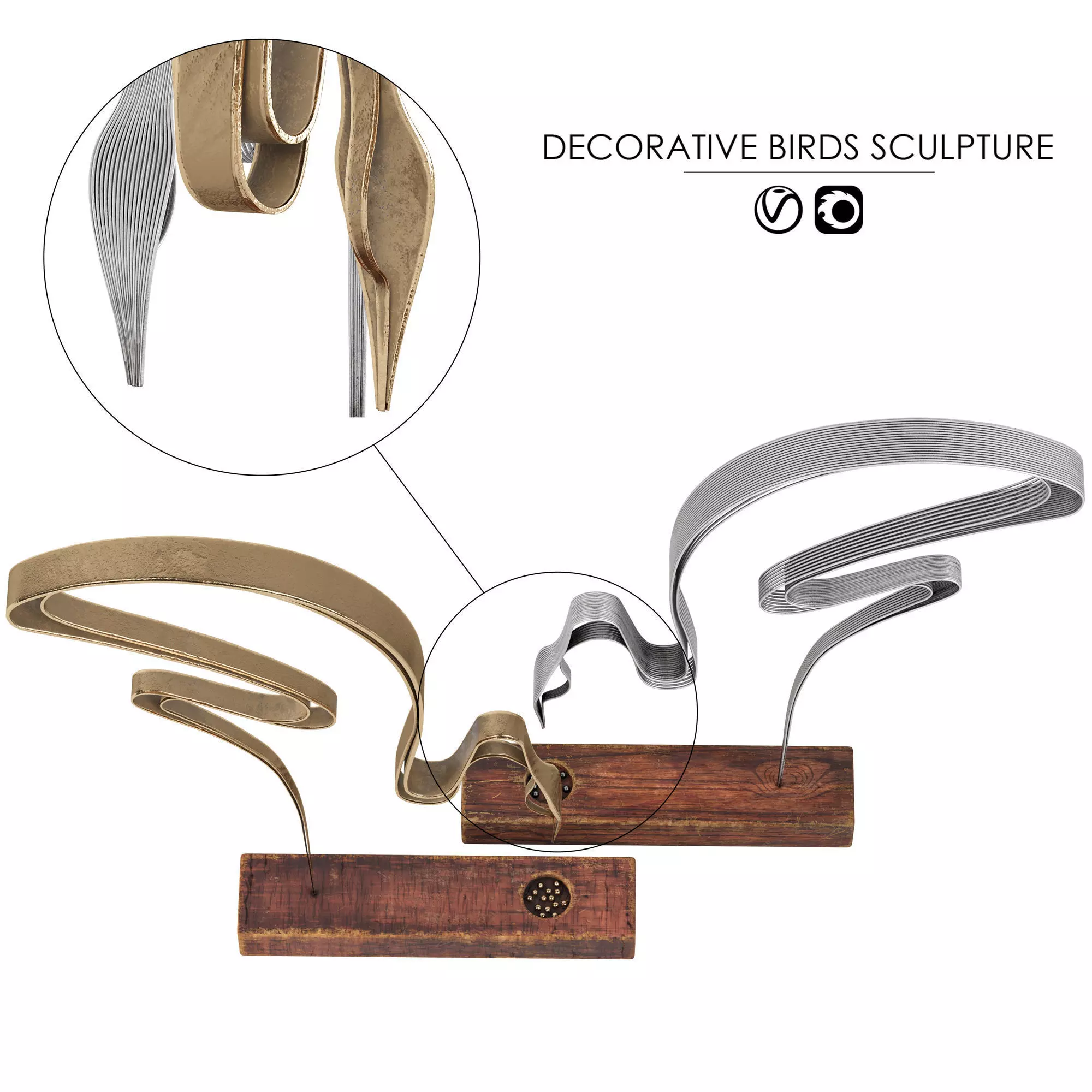 Decorative Bird Sculpture  3D model_0