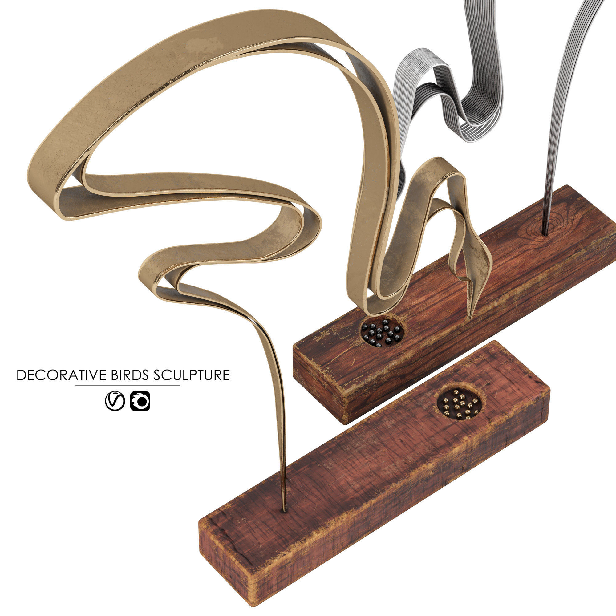 Decorative Bird Sculpture  3D model_3