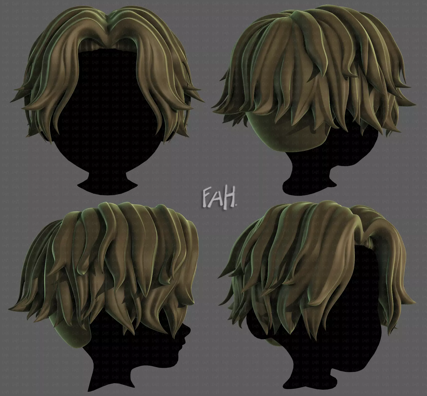 3D Hair style for boy V100 Low-poly 3D model