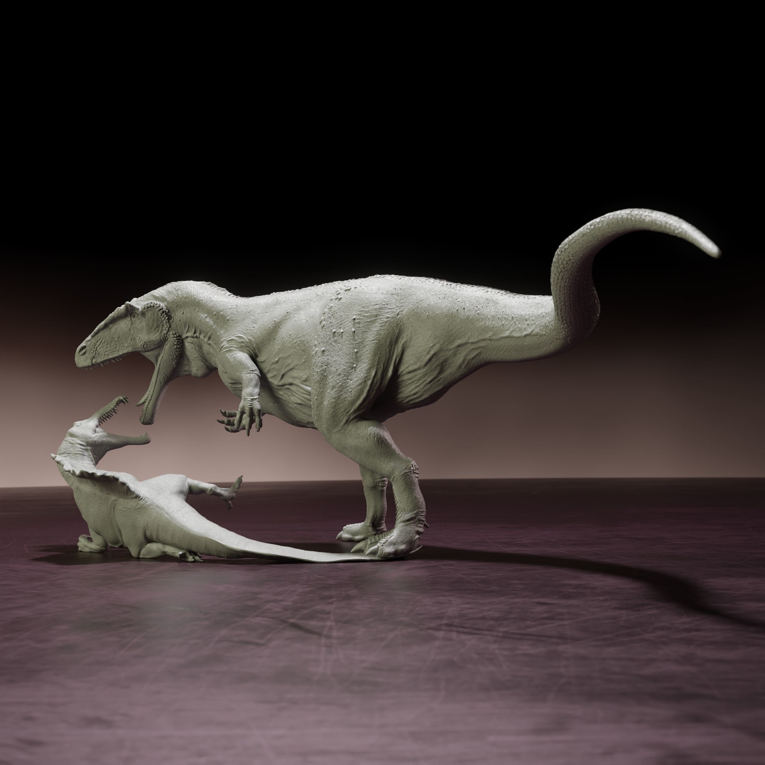 Carcharadontosaurus attack Spinosaurus - pre-supported dinosaur 3D print model_2