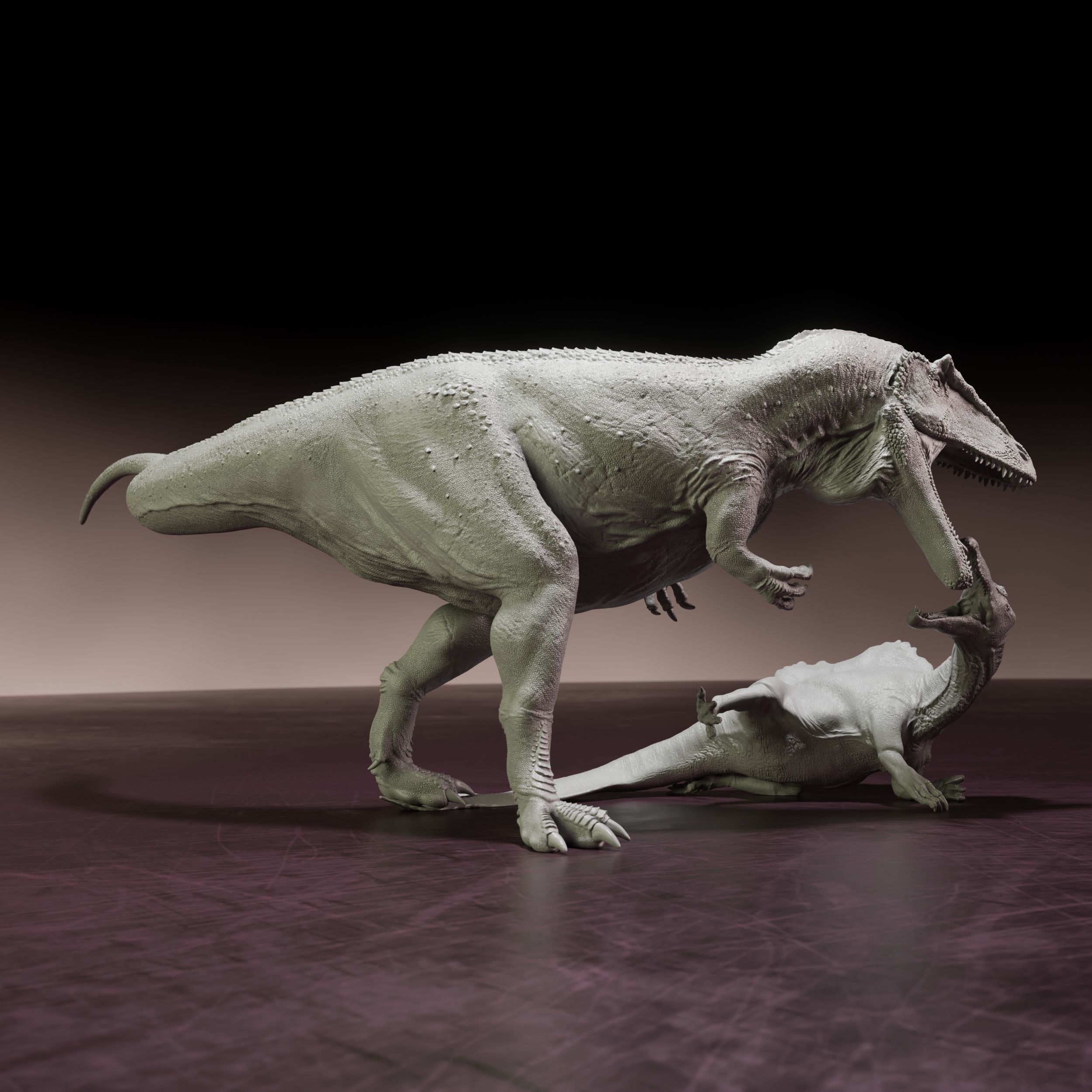 Carcharadontosaurus attack Spinosaurus - pre-supported dinosaur 3D print model_4