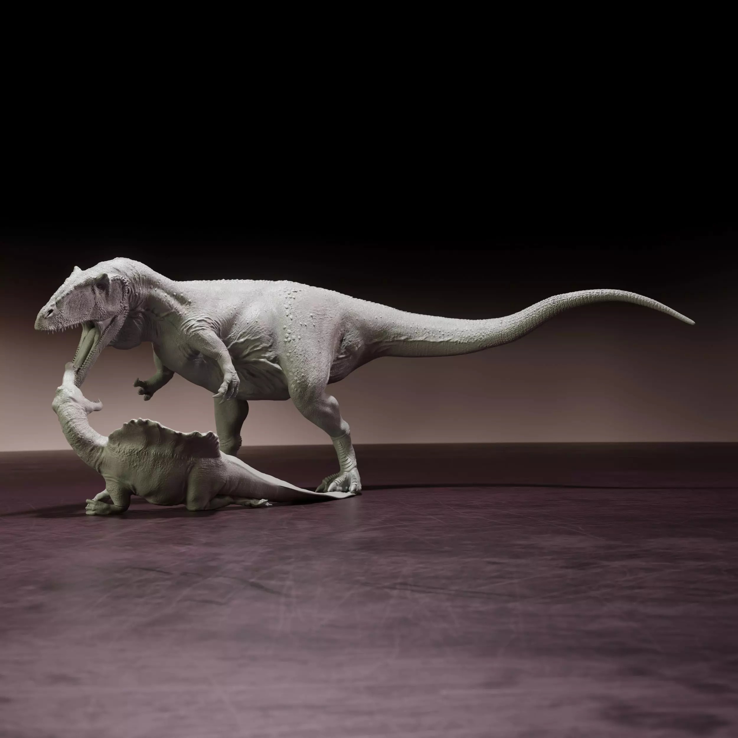 Carcharadontosaurus attack Spinosaurus - pre-supported dinosaur 3D print model_0