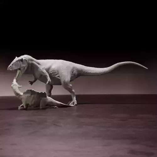 Carcharadontosaurus attack Spinosaurus - pre-supported dinosaur