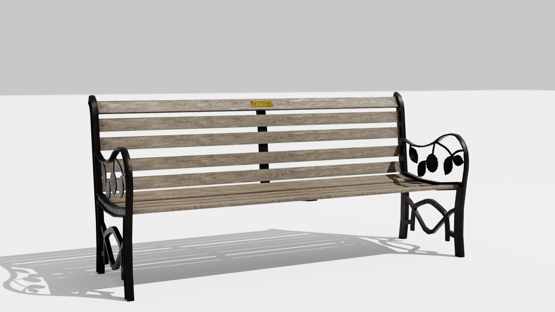 Low Poly Bench park Low-poly 3D model_1