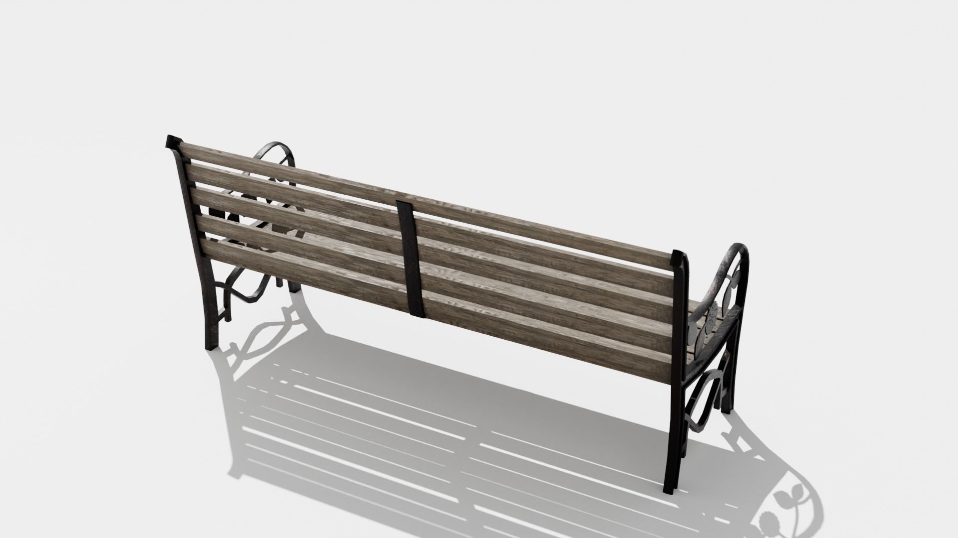 Low Poly Bench park Low-poly 3D model_2
