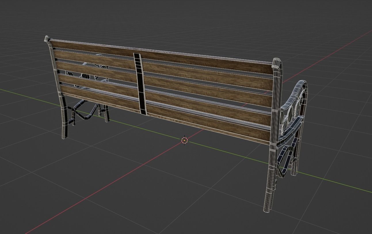 Low Poly Bench park Low-poly 3D model_3