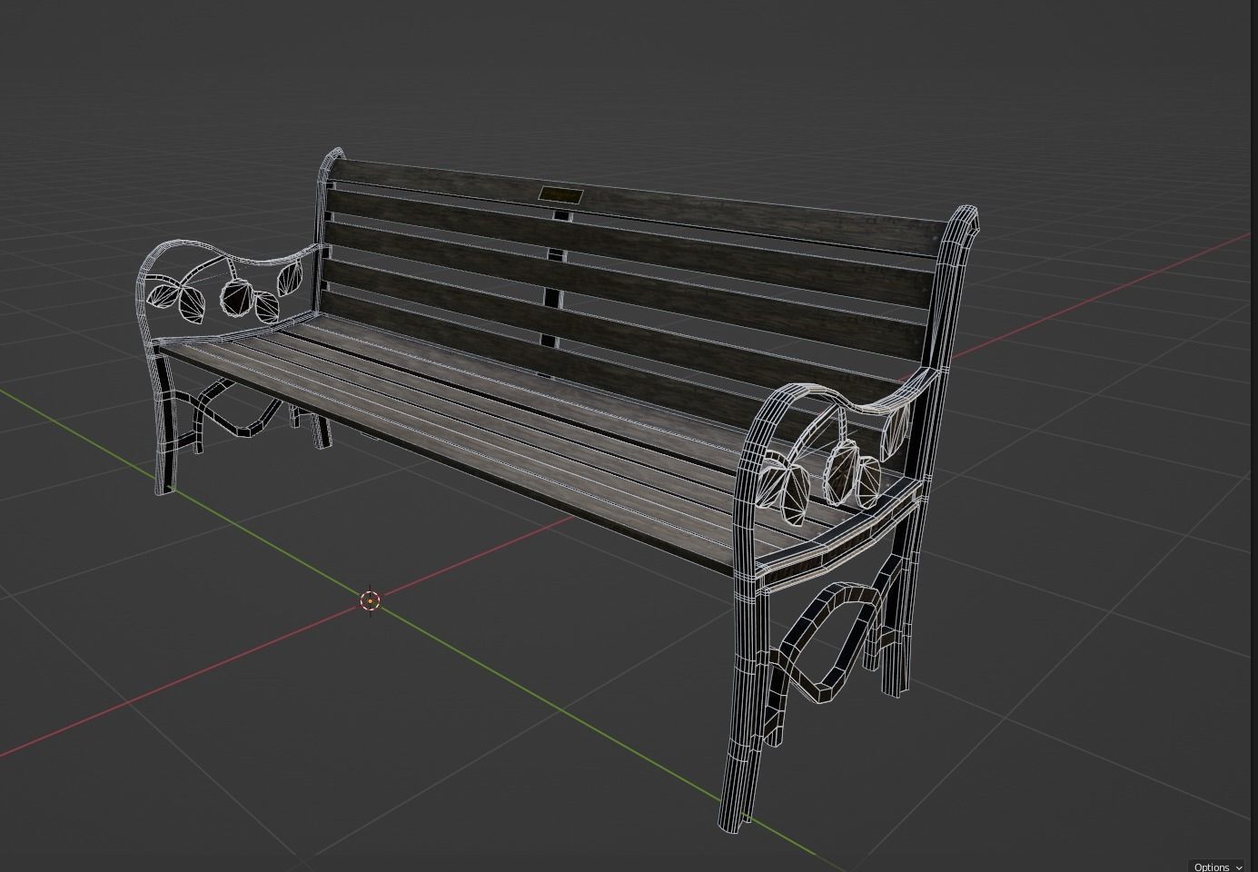 Low Poly Bench park Low-poly 3D model_4