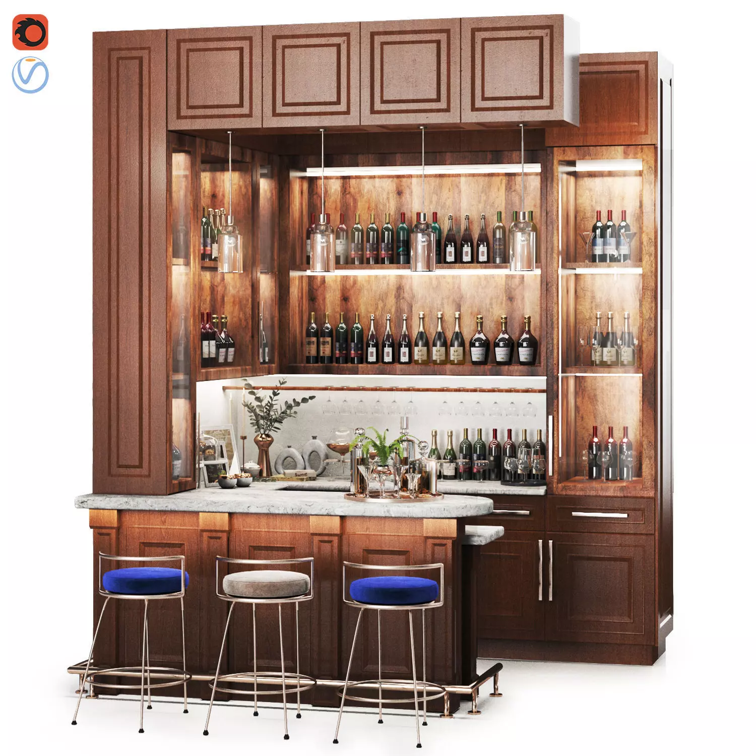 MiniBar02 - HomeBar Low-poly 3D model_0