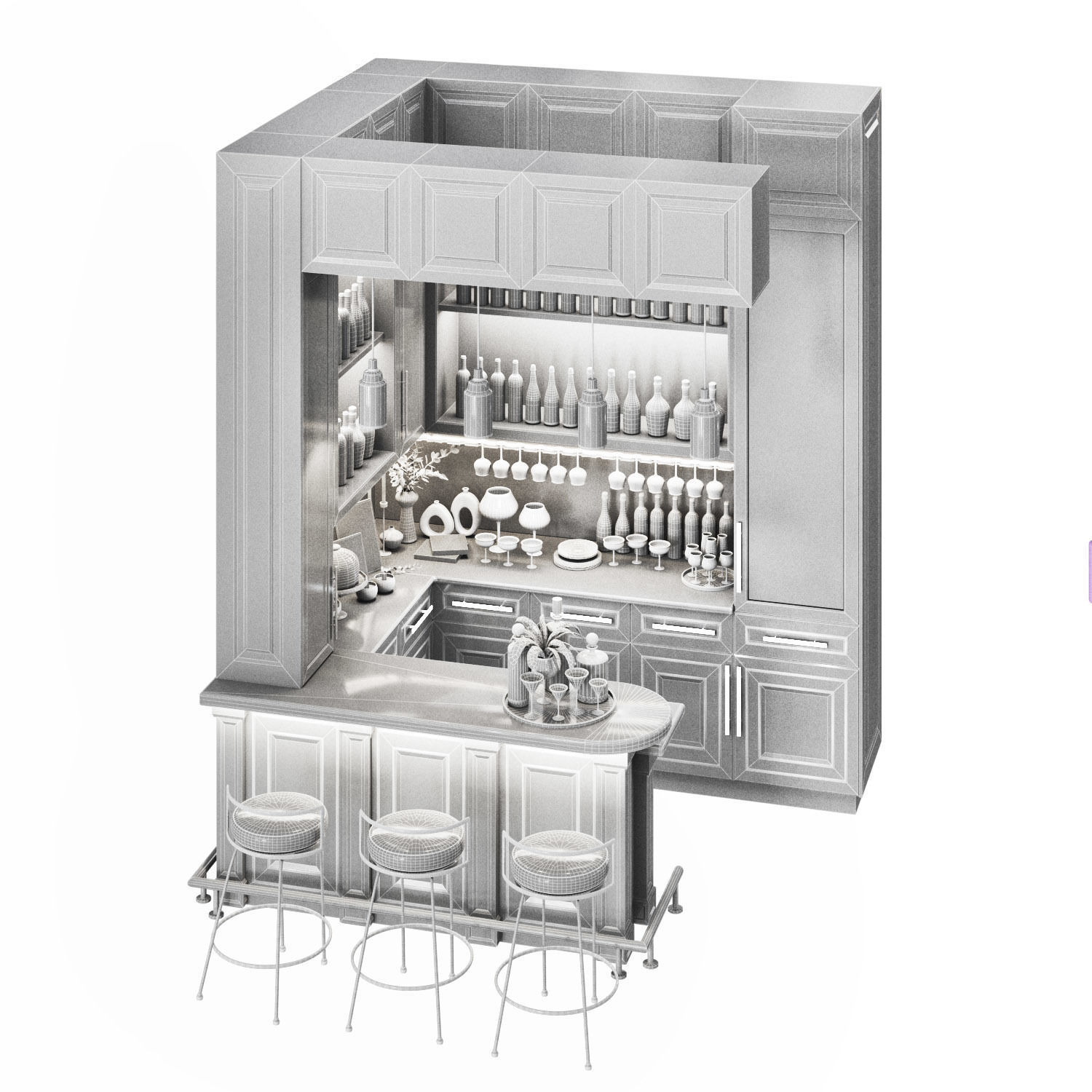 MiniBar02 - HomeBar Low-poly 3D model_4