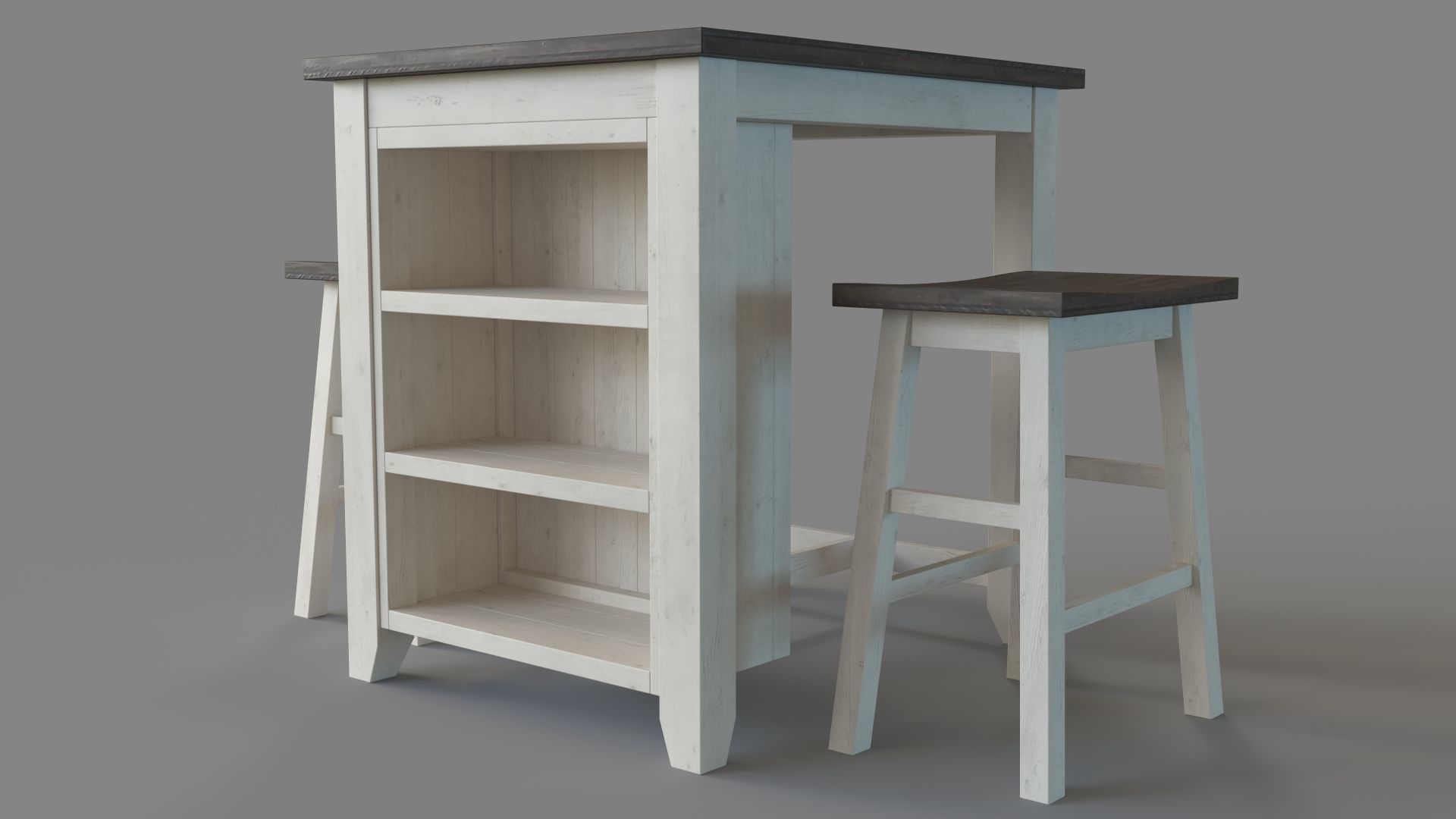 Madison County 3pc Counter Height Set Vintage White 3D model_4